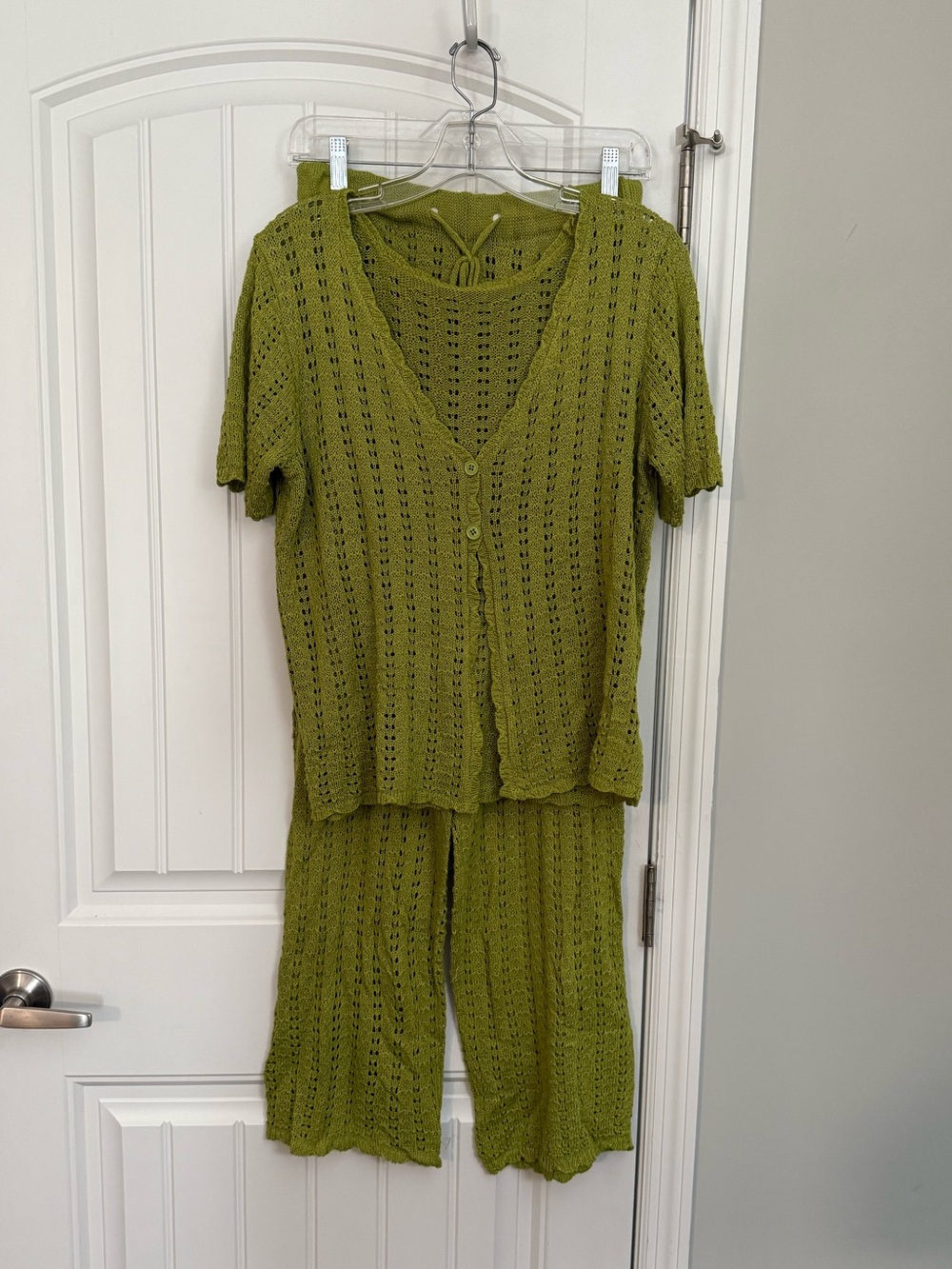 Olive Green Knit Two-Piece Jumpsuit Set